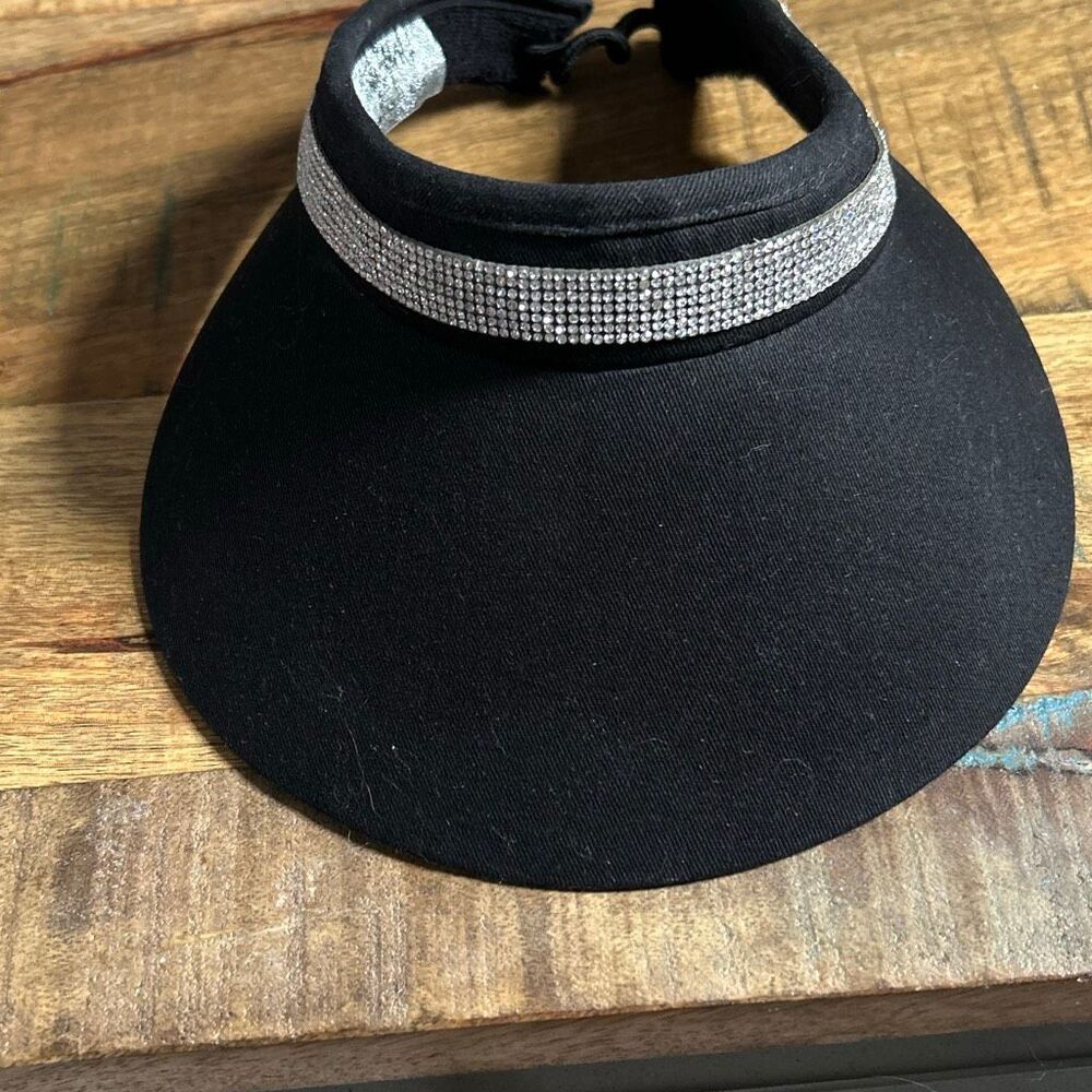 Black Rhinestone Ladies Visor